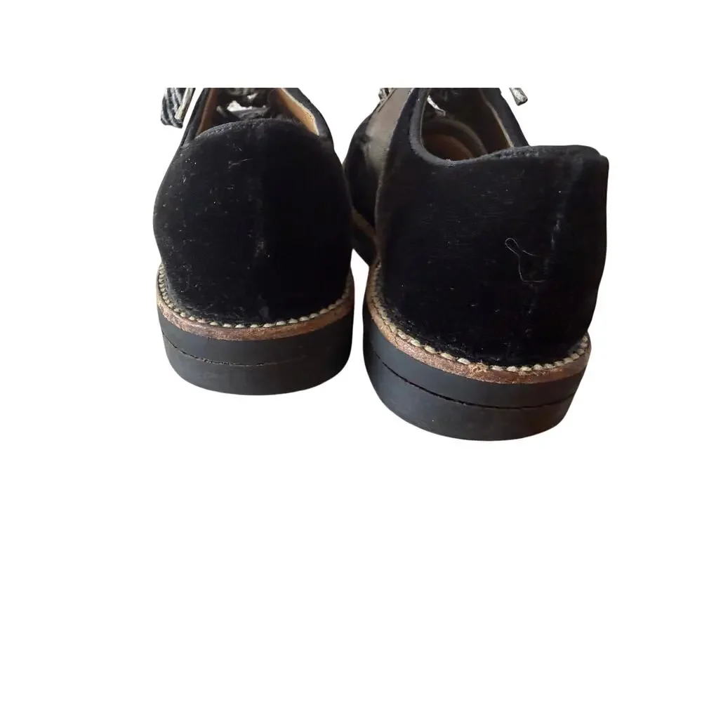 Vintage Buster Brown Black Velvet Leather Saddle Oxford Lace up Kids 9 Retro